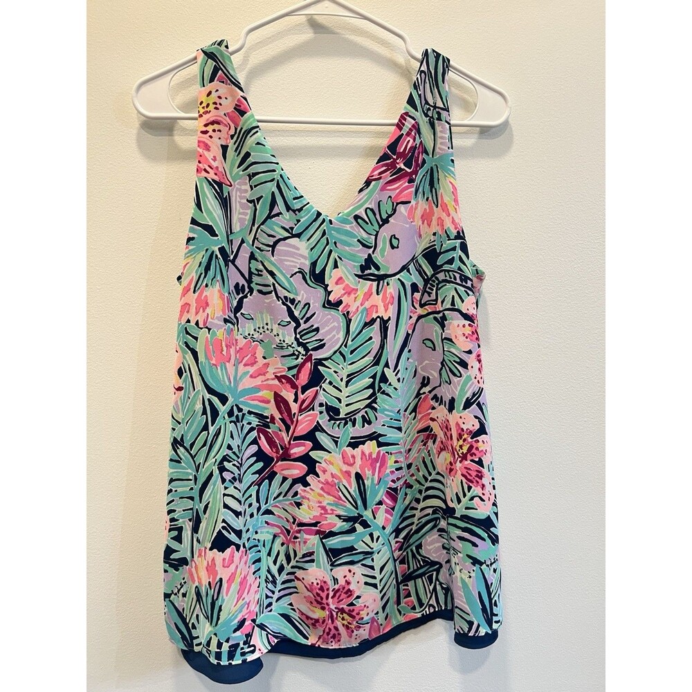 Lilly Pulitzer Florin Reversible Tank Top sz Medium Slathouse Soirée Loose Flowy - Picture 3 of 9